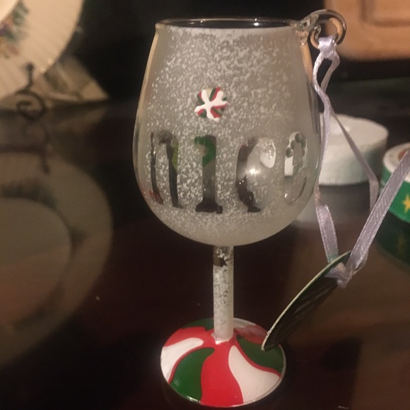 LOLITA HAND PAINTED(mini)NAUGHTY &NICE WINE GLASS - Picture 1 of 3